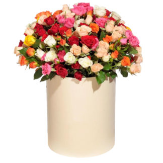 Mixed roses in a hatbox | Flower Delivery Voronezh