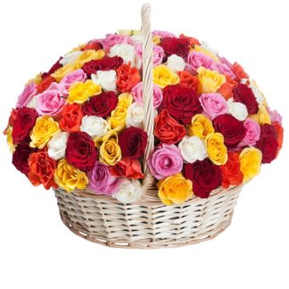 51 colorful roses in the basket | Flower Delivery Voronezh